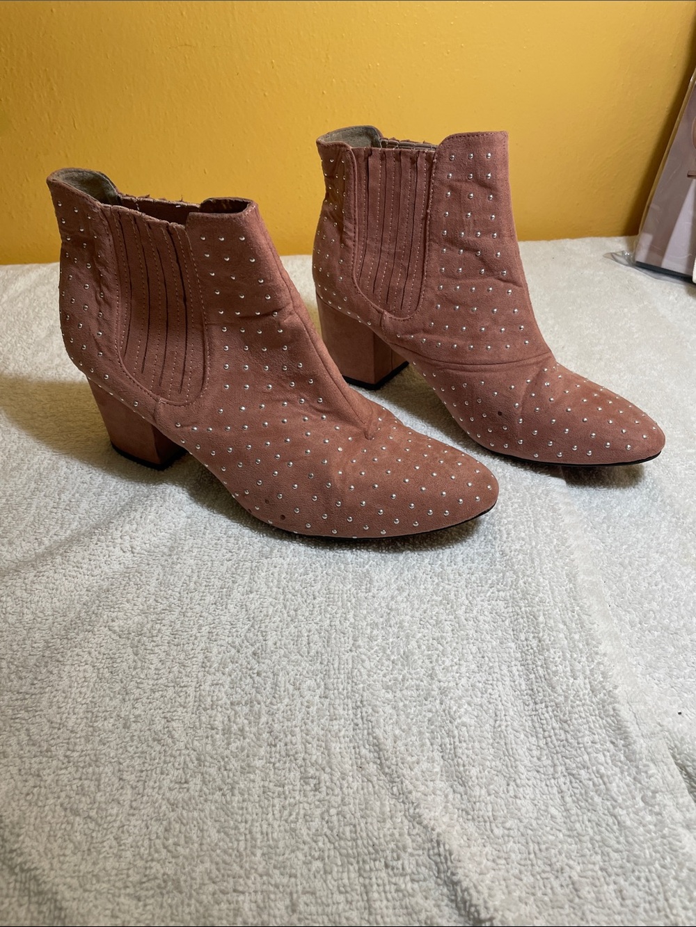 Charlotte Russe Studded Dusty Rose Suede Ankle Boots